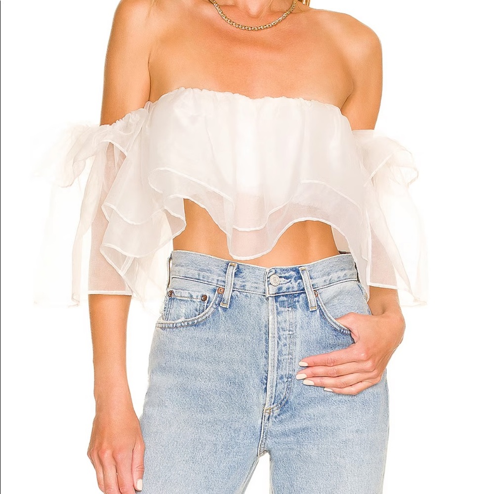 Rossella Ruffle Top in White Organza
Show Me Your Mumu